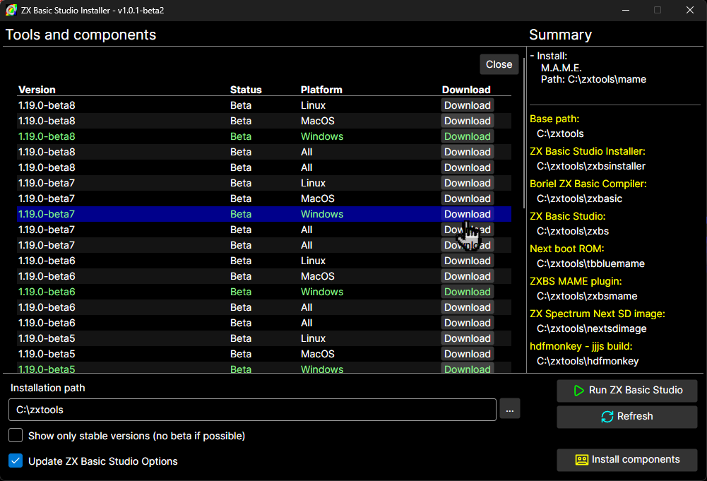 ZXBSInstaller history
